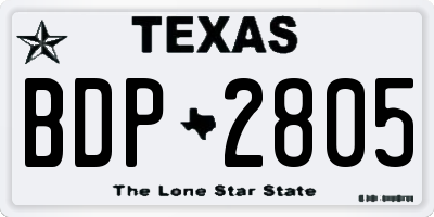 TX license plate BDP2805
