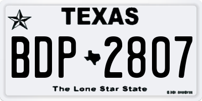 TX license plate BDP2807
