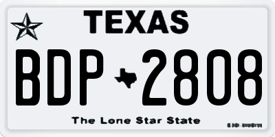 TX license plate BDP2808
