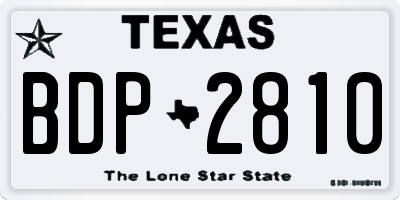 TX license plate BDP2810