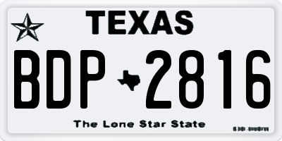 TX license plate BDP2816