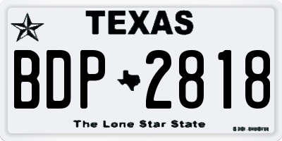 TX license plate BDP2818