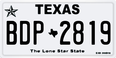 TX license plate BDP2819