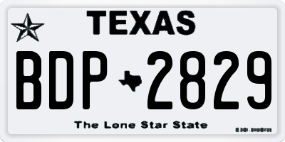 TX license plate BDP2829