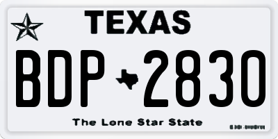 TX license plate BDP2830