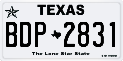 TX license plate BDP2831