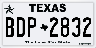 TX license plate BDP2832