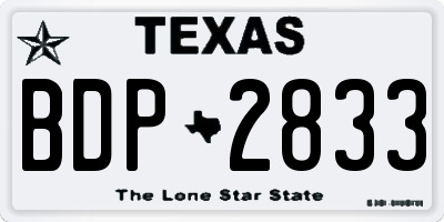 TX license plate BDP2833