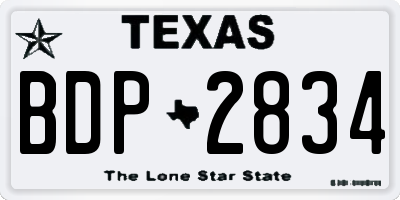 TX license plate BDP2834
