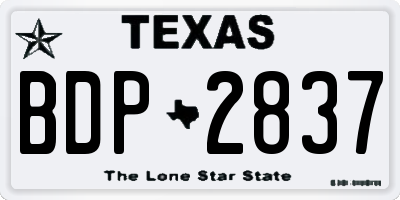 TX license plate BDP2837