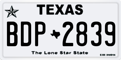 TX license plate BDP2839