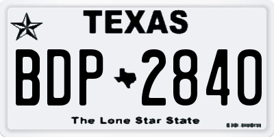 TX license plate BDP2840
