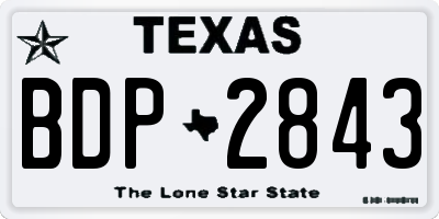 TX license plate BDP2843