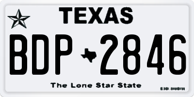TX license plate BDP2846