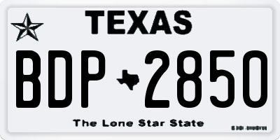 TX license plate BDP2850