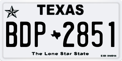 TX license plate BDP2851
