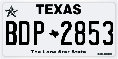 TX license plate BDP2853