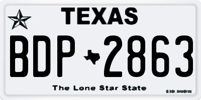 TX license plate BDP2863