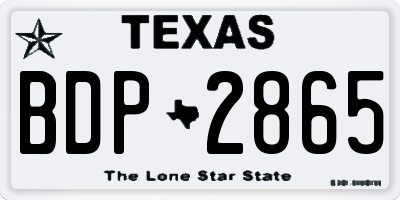 TX license plate BDP2865