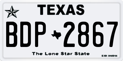 TX license plate BDP2867