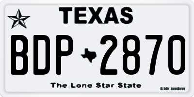 TX license plate BDP2870