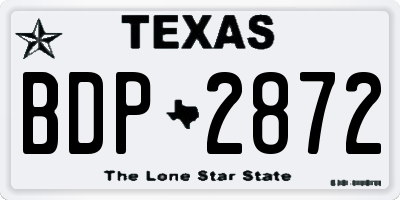 TX license plate BDP2872