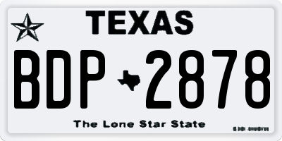 TX license plate BDP2878