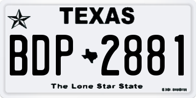 TX license plate BDP2881