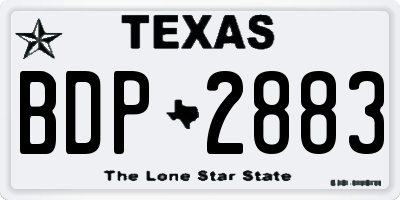 TX license plate BDP2883