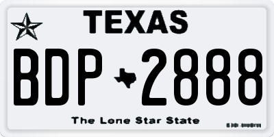TX license plate BDP2888