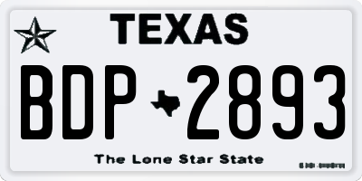 TX license plate BDP2893