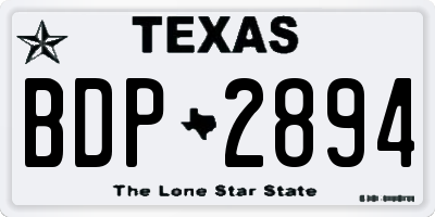 TX license plate BDP2894