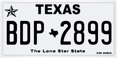 TX license plate BDP2899