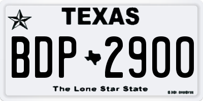 TX license plate BDP2900