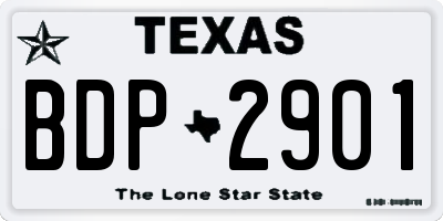 TX license plate BDP2901