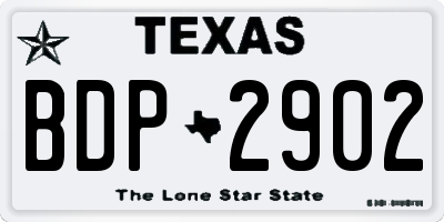 TX license plate BDP2902
