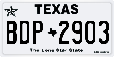 TX license plate BDP2903