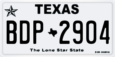 TX license plate BDP2904