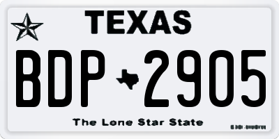 TX license plate BDP2905