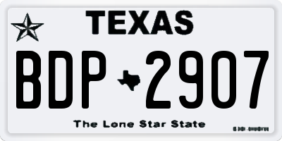 TX license plate BDP2907