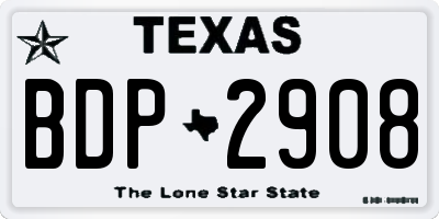 TX license plate BDP2908