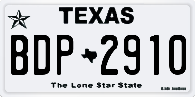 TX license plate BDP2910