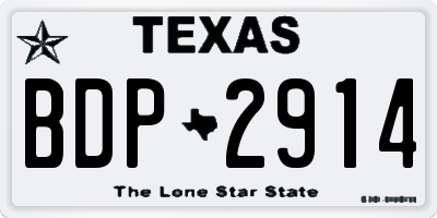 TX license plate BDP2914