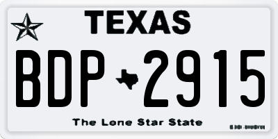 TX license plate BDP2915