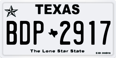 TX license plate BDP2917