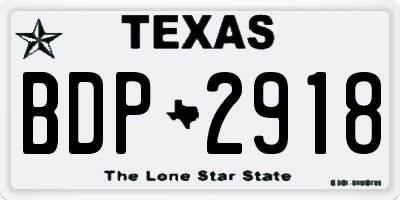 TX license plate BDP2918