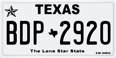 TX license plate BDP2920