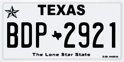 TX license plate BDP2921