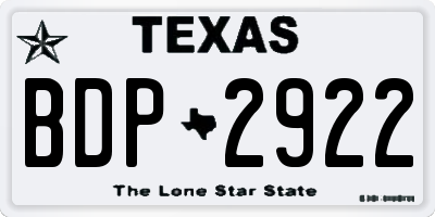 TX license plate BDP2922