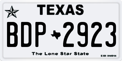 TX license plate BDP2923